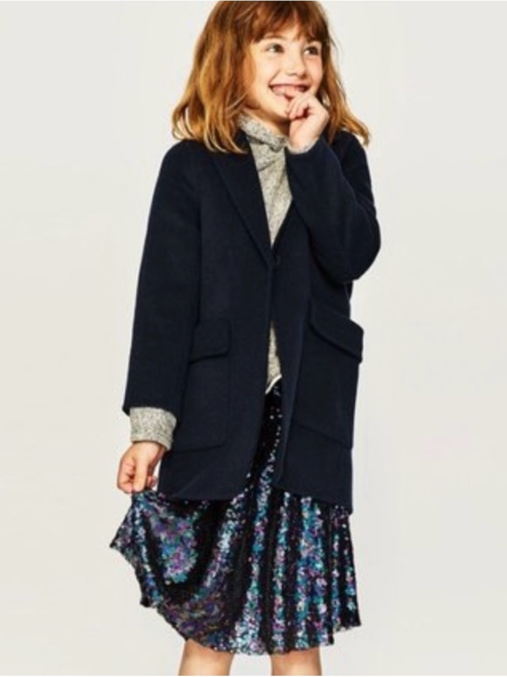 Zara Girls Iridescent Sequin Skirt Green Striped Waistband Size 5 NWT